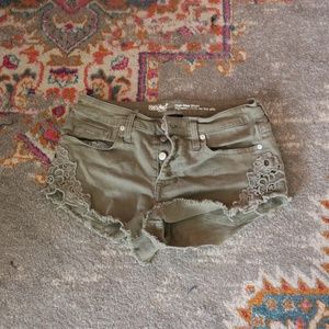 Green High Waisted Festival Shorts